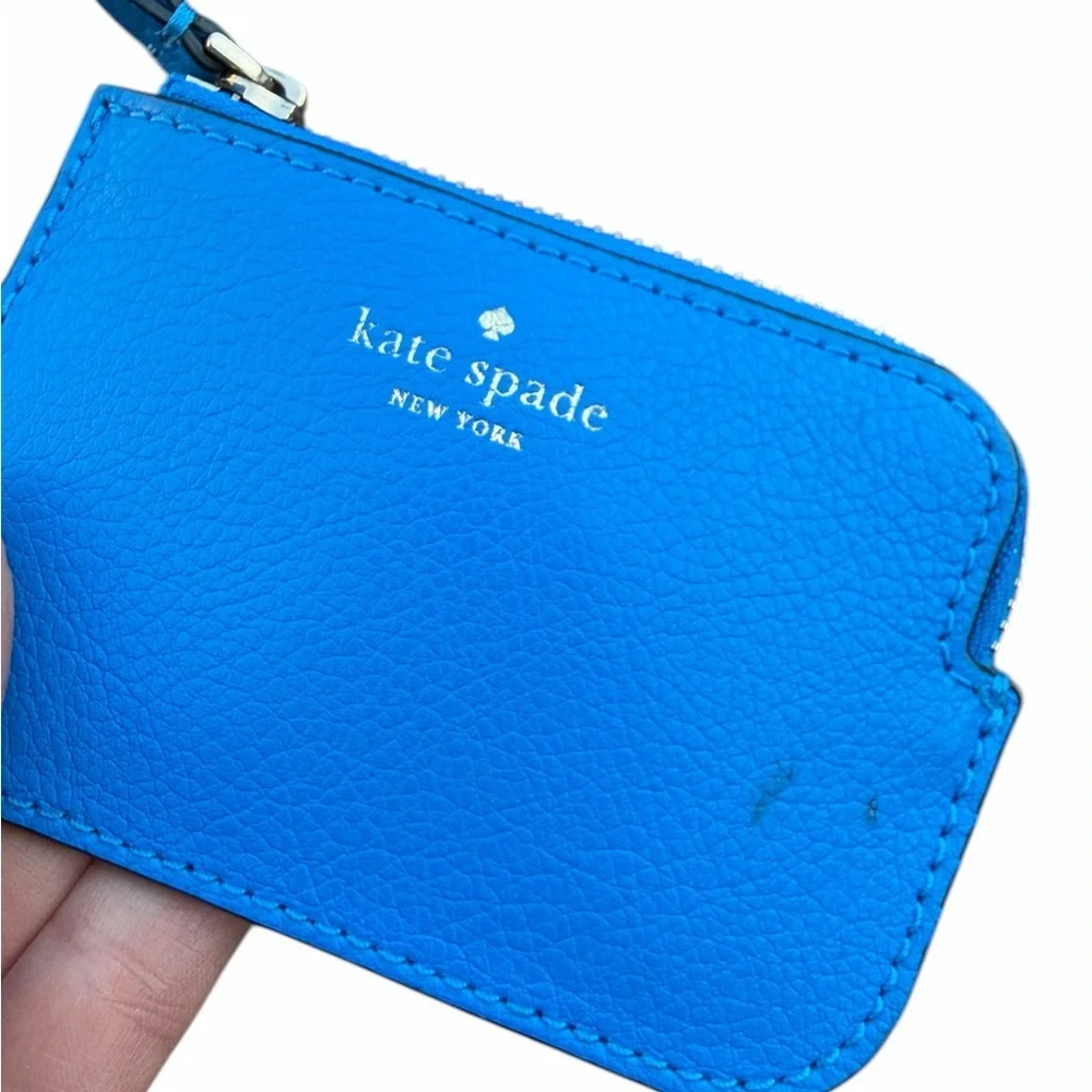 kate spade cobalt blue leather tote with hanging pouch